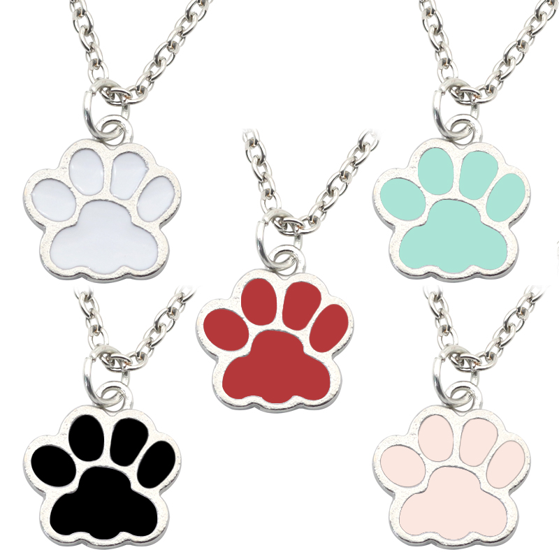 Mens Dog Tag Necklace - Collar con huella de gato y