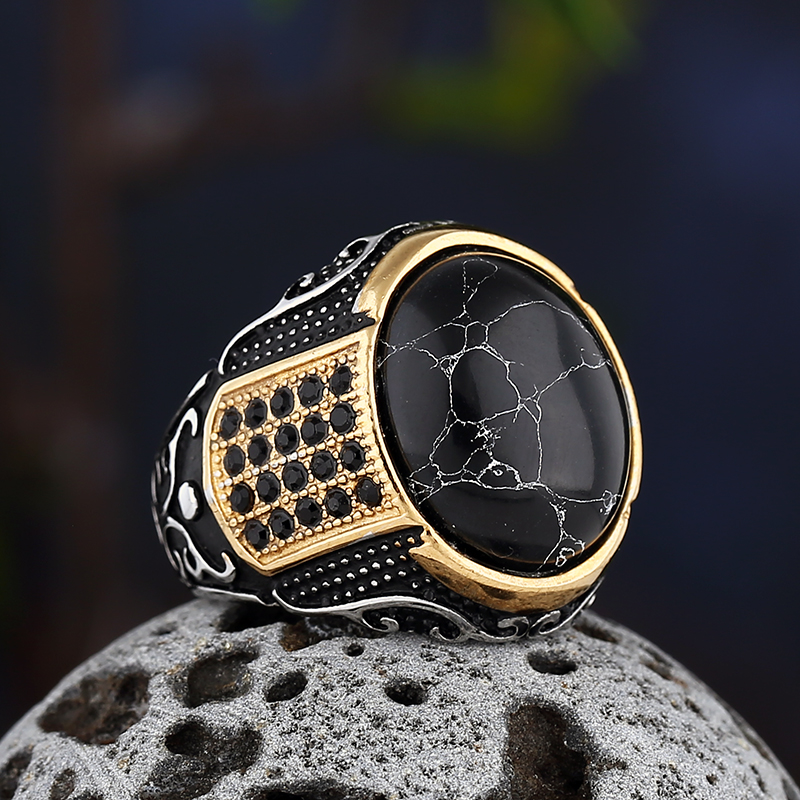 Gothic Skull Ring - Dropshipping, anillo de piedra negra de