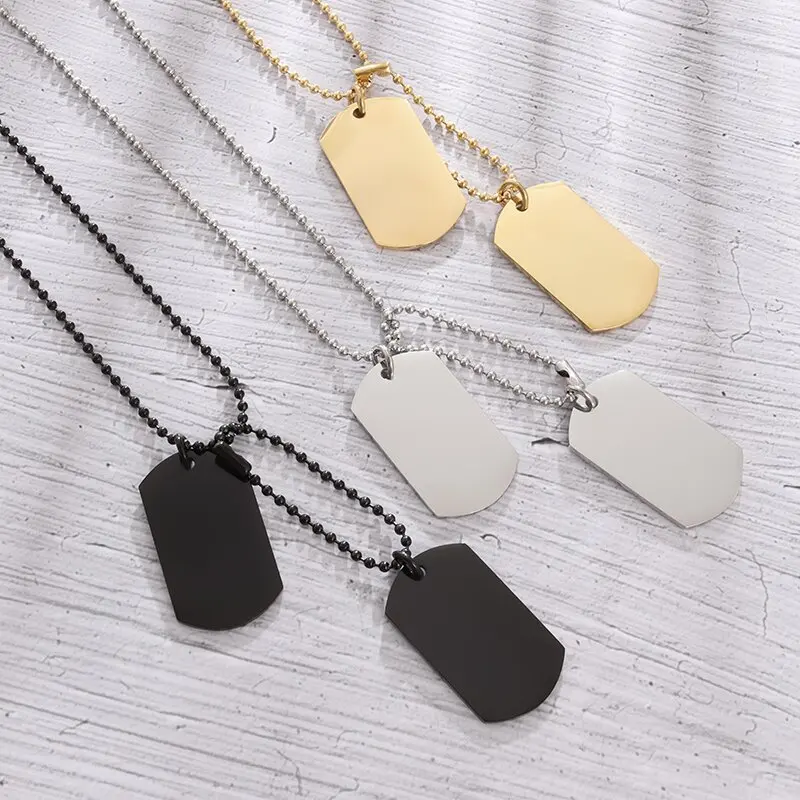 Mens Dog Tag Necklace - Collar Simple de acero inoxidable con
