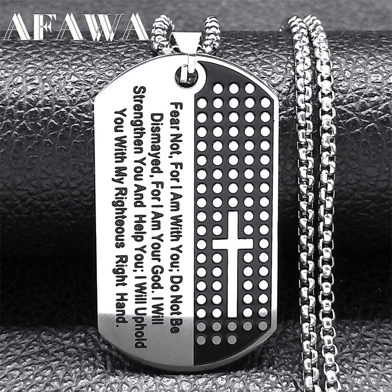 Mens Dog Tag Necklace - Miedo, no soy contigo, collar de
