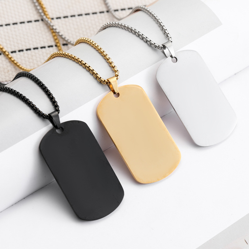 Mens Dog Tag Necklace - HNSP - Colgante de Acero Inoxidable