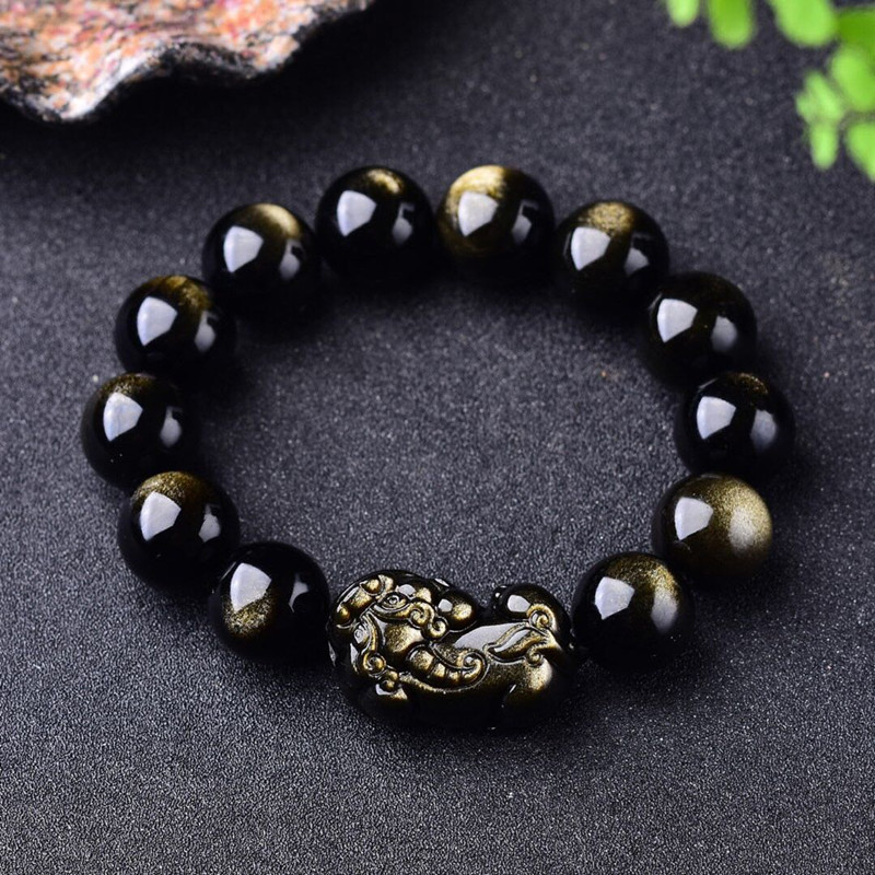 Gemstone Bracelet Healing - Pulsera de obsidiana de oro Natural