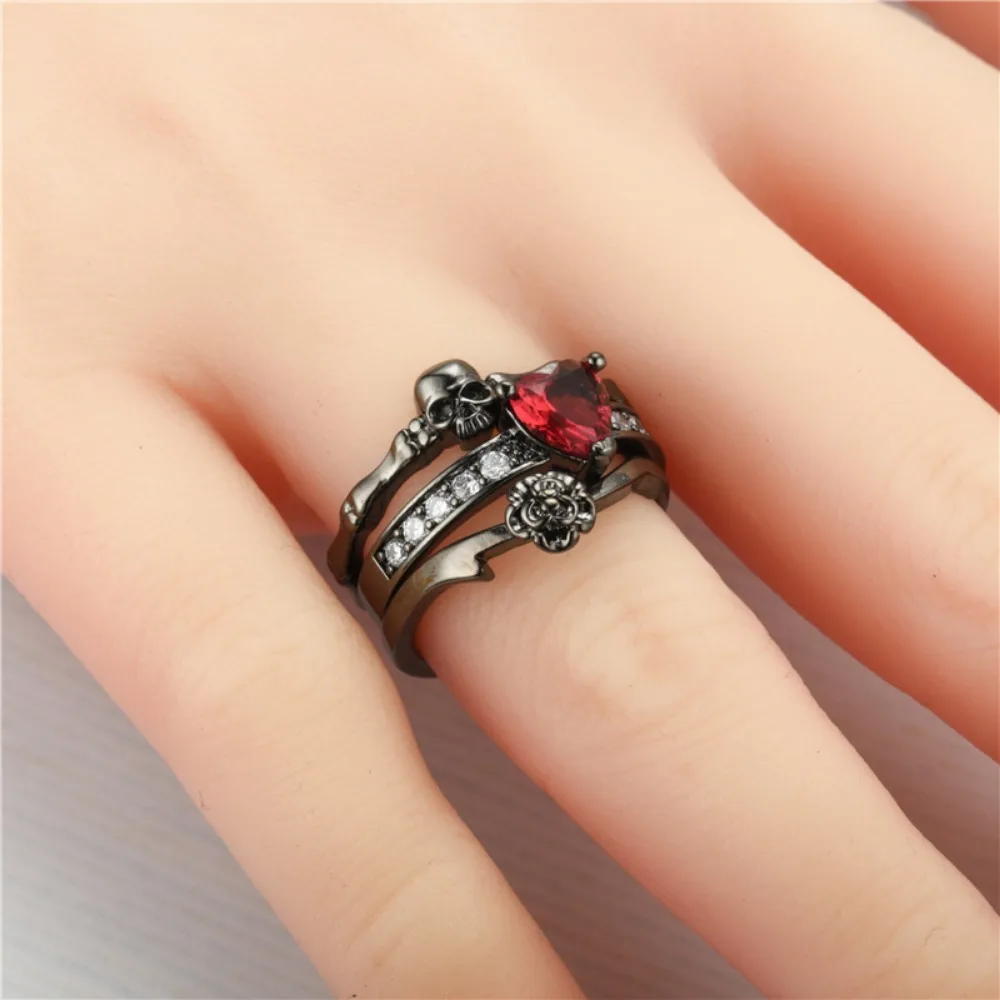 Gothic Skull Ring - Conjunto de anillos de pareja con