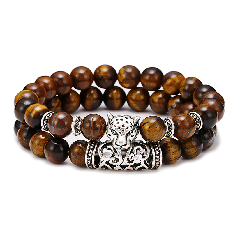 Gemstone Bracelet Healing - Premium 2 unids/set leopardo con cuentas