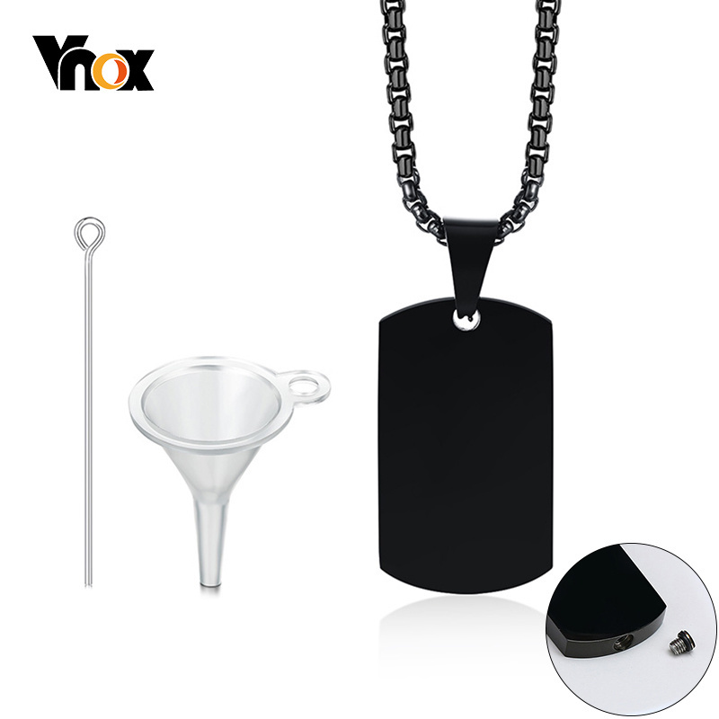 Mens Dog Tag Necklace - Vnox-collar con colgante de contenedor de