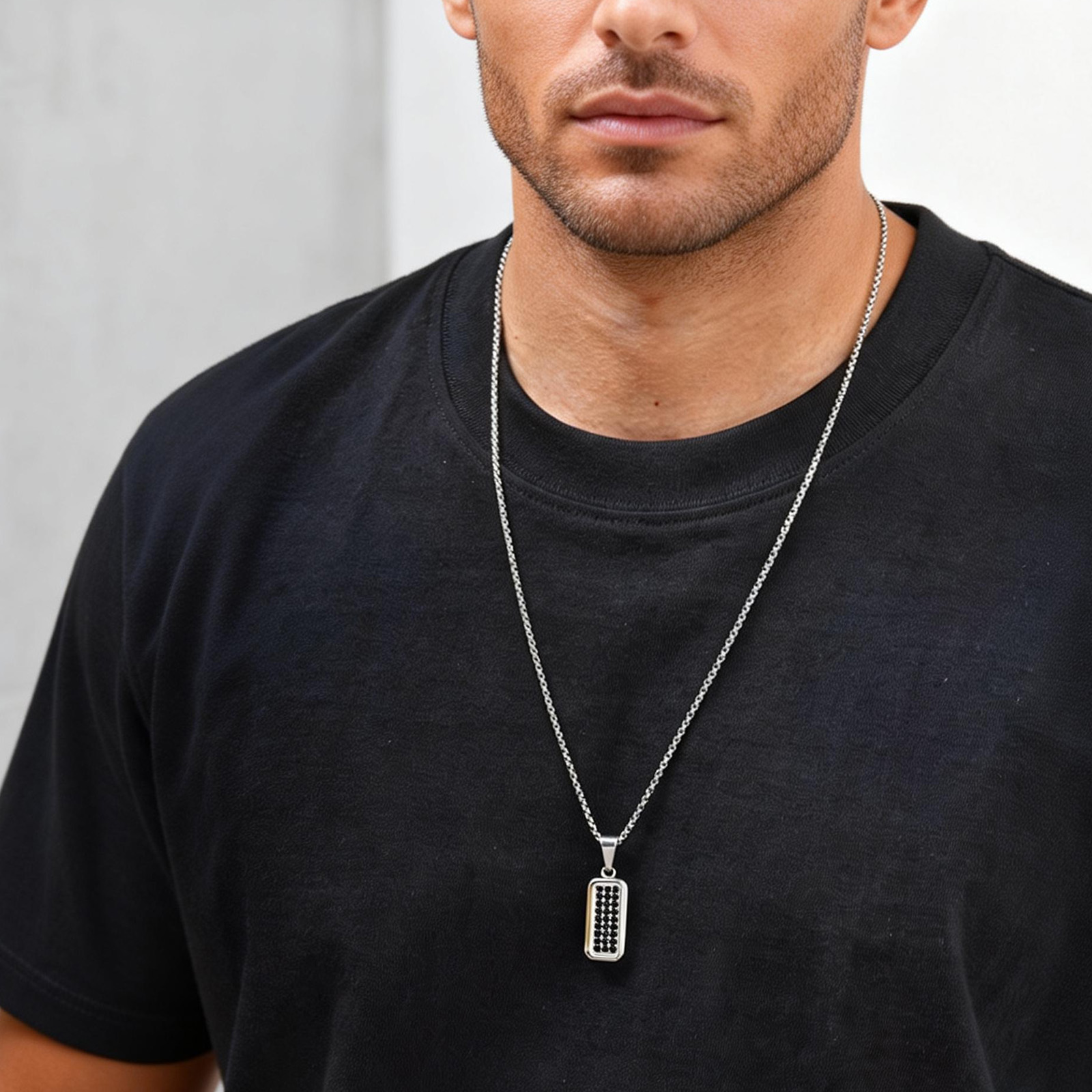 Collar con Placa de Identifica - Mens Dog Tag Necklace reseña y precio