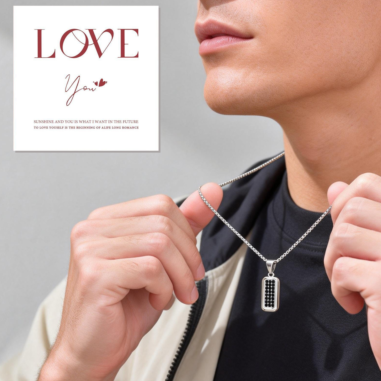 Collar con Placa de Identifica - Mens Dog Tag Necklace reseña y precio