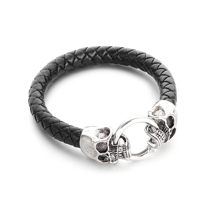 Pulsera gótica de cuero trenza - Gothic Skull Ring reseña y precio