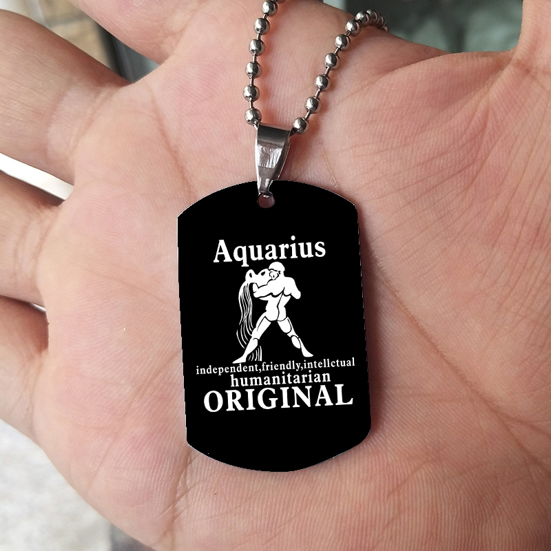 Collar con 12 signos del zodia - Mens Dog Tag Necklace reseña y precio