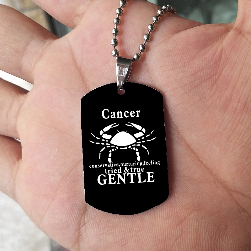 Collar con 12 signos del zodia - Mens Dog Tag Necklace reseña y precio