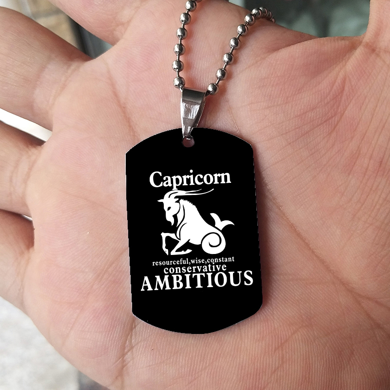 Collar con 12 signos del zodia - Mens Dog Tag Necklace reseña y precio