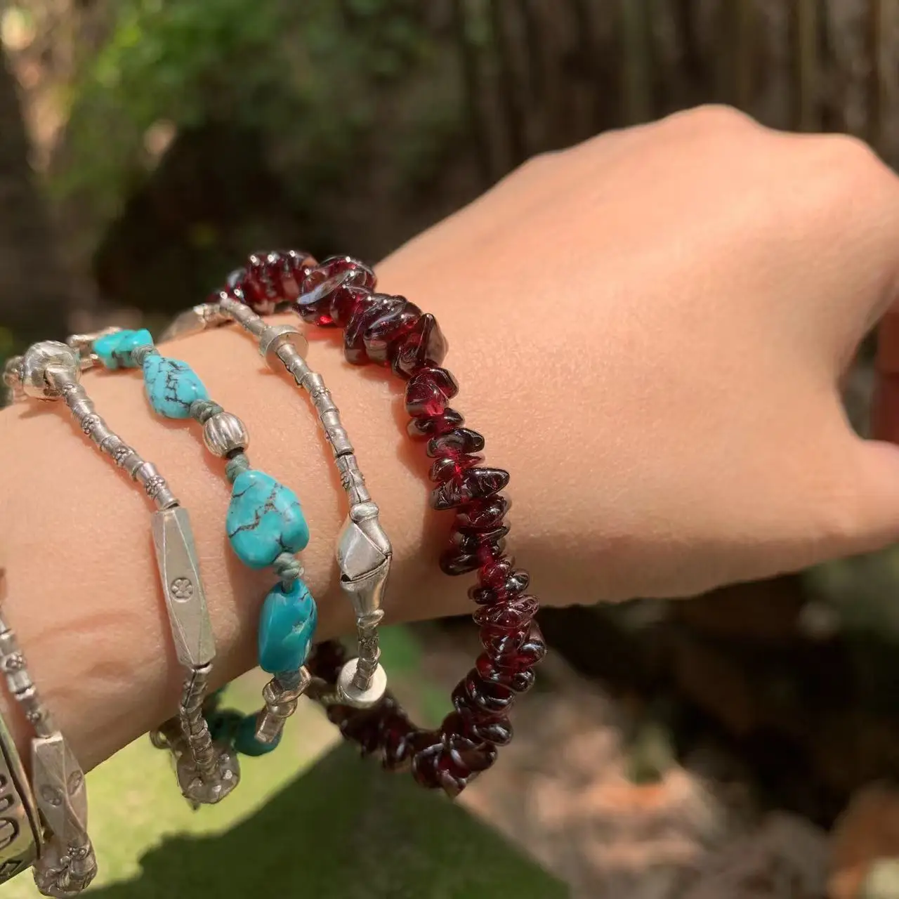 Pulsera de granate Natural par - Gemstone Bracelet Healing reseña y precio