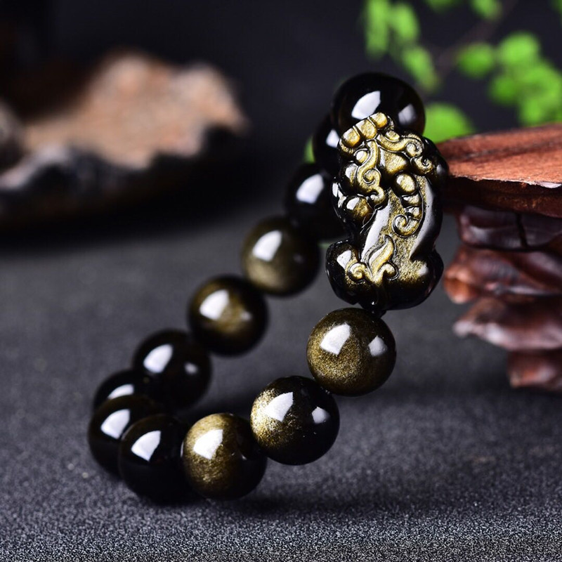 Pulsera de obsidiana de oro Na - Gemstone Bracelet Healing reseña y precio