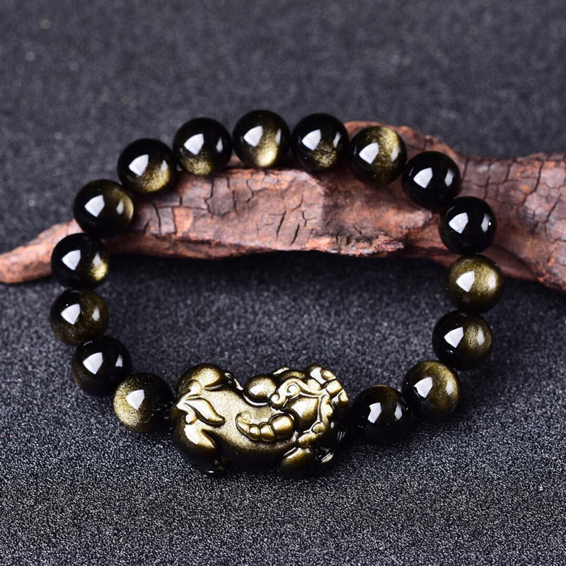 Pulsera de obsidiana de oro Na - Gemstone Bracelet Healing reseña y precio