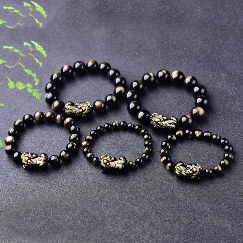 Pulsera de obsidiana de oro Na - Gemstone Bracelet Healing reseña y precio