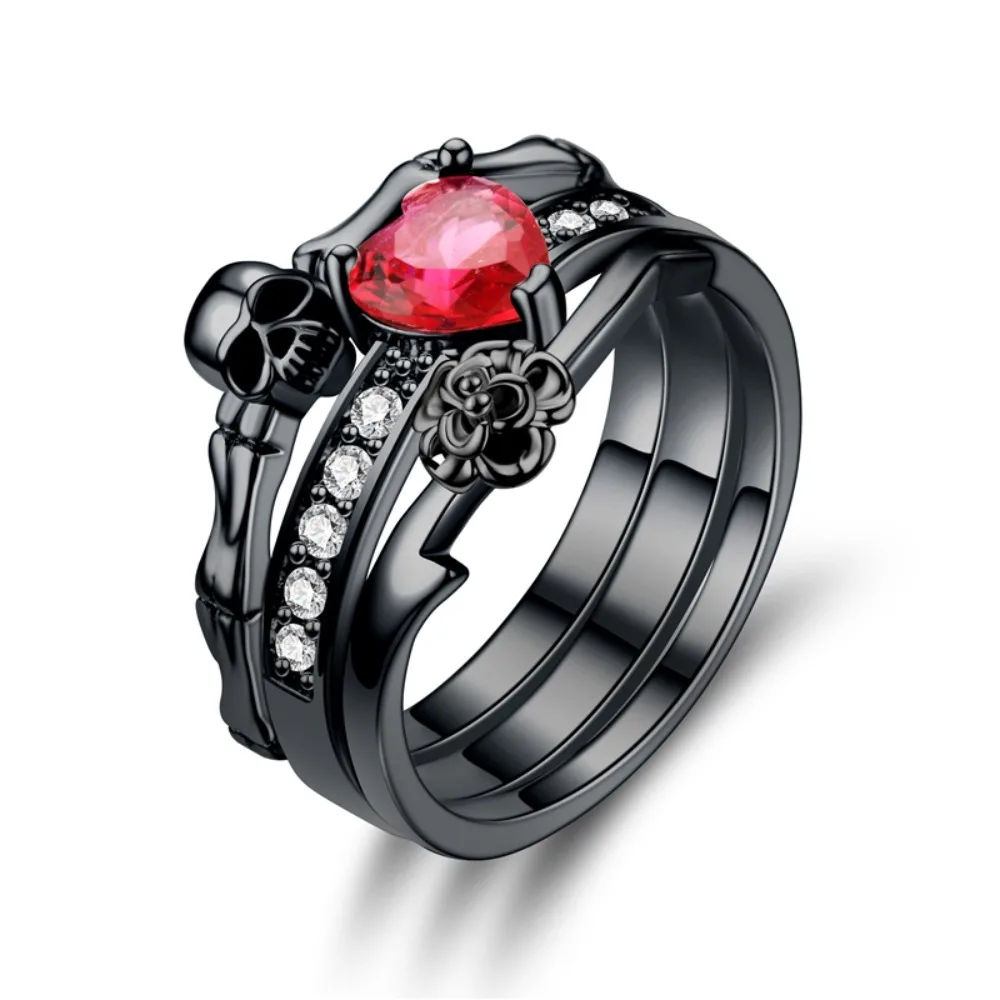 Conjunto de anillos de pareja  - Gothic Skull Ring reseña y precio