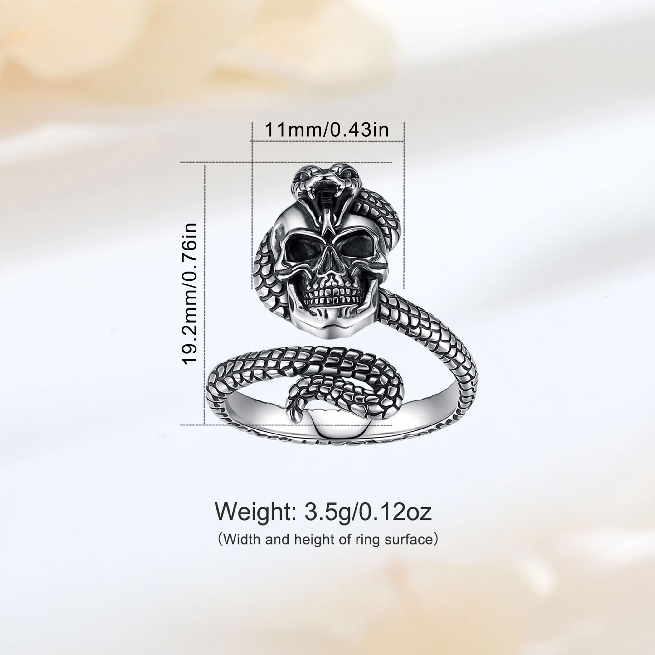 Anillo Ajustable de Plata de L - Gothic Skull Ring reseña y precio