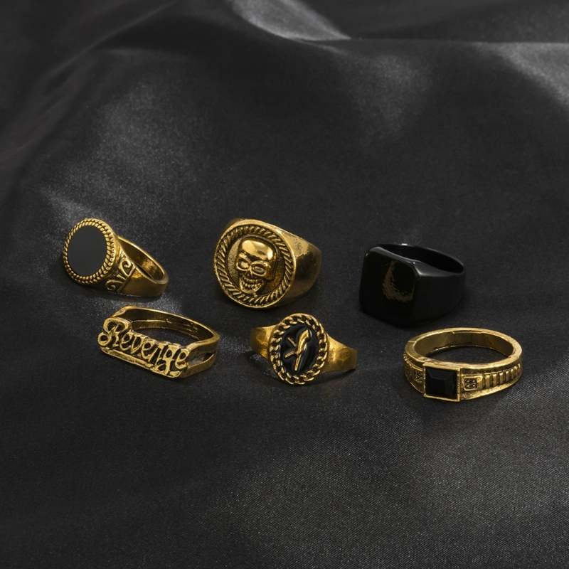 6 unids/set anillo Metal tende - Gothic Skull Ring reseña y precio