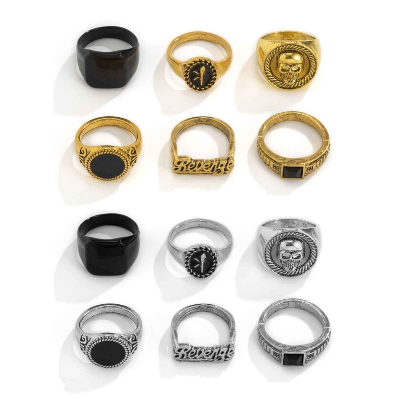 6 unids/set anillo Metal tende - Gothic Skull Ring reseña y precio