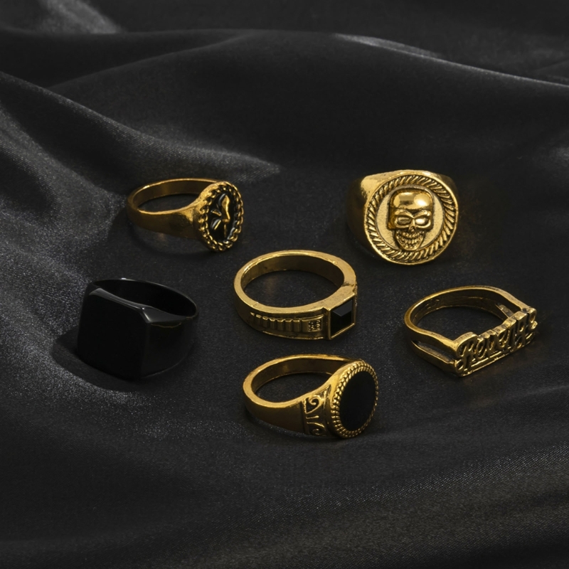6 unids/set anillo Metal tende - Gothic Skull Ring reseña y precio