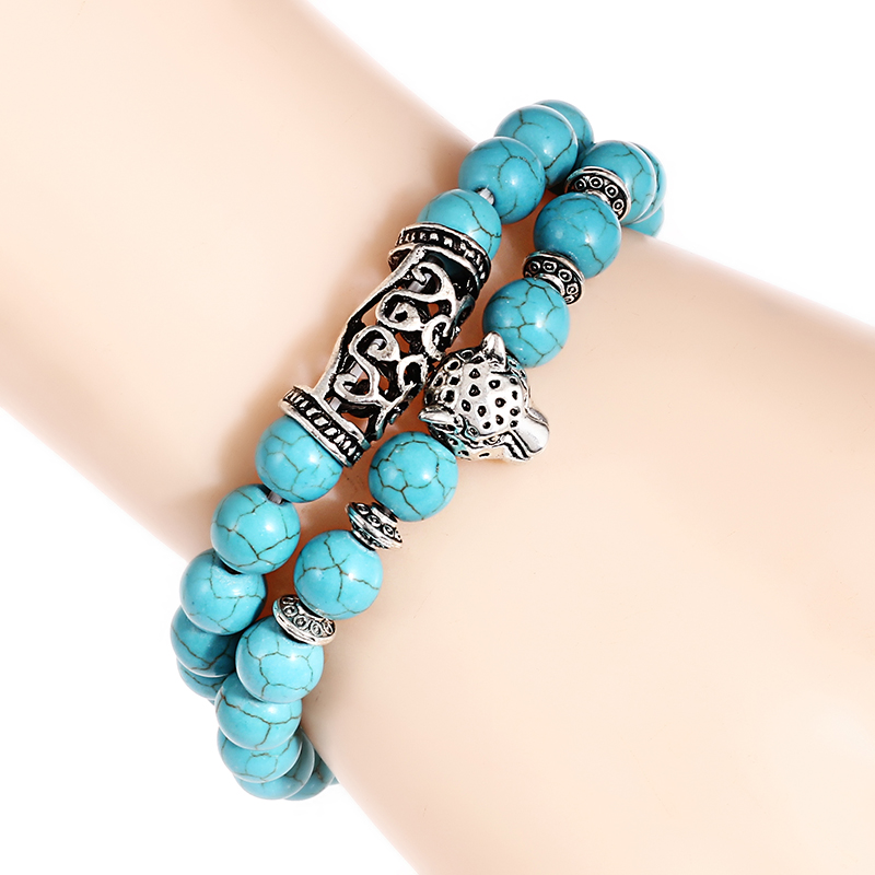 Premium 2 unids/set leopardo c - Gemstone Bracelet Healing reseña y precio