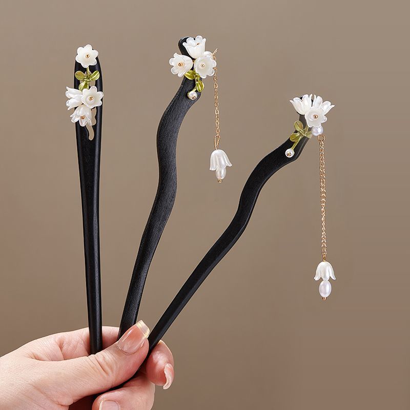 Horquilla de madera con flor v - Shop Jewelry & Watches Near Me reseña y precio