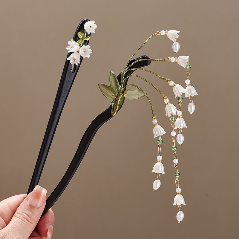 Horquilla de madera con flor v - Shop Jewelry & Watches Near Me reseña y precio