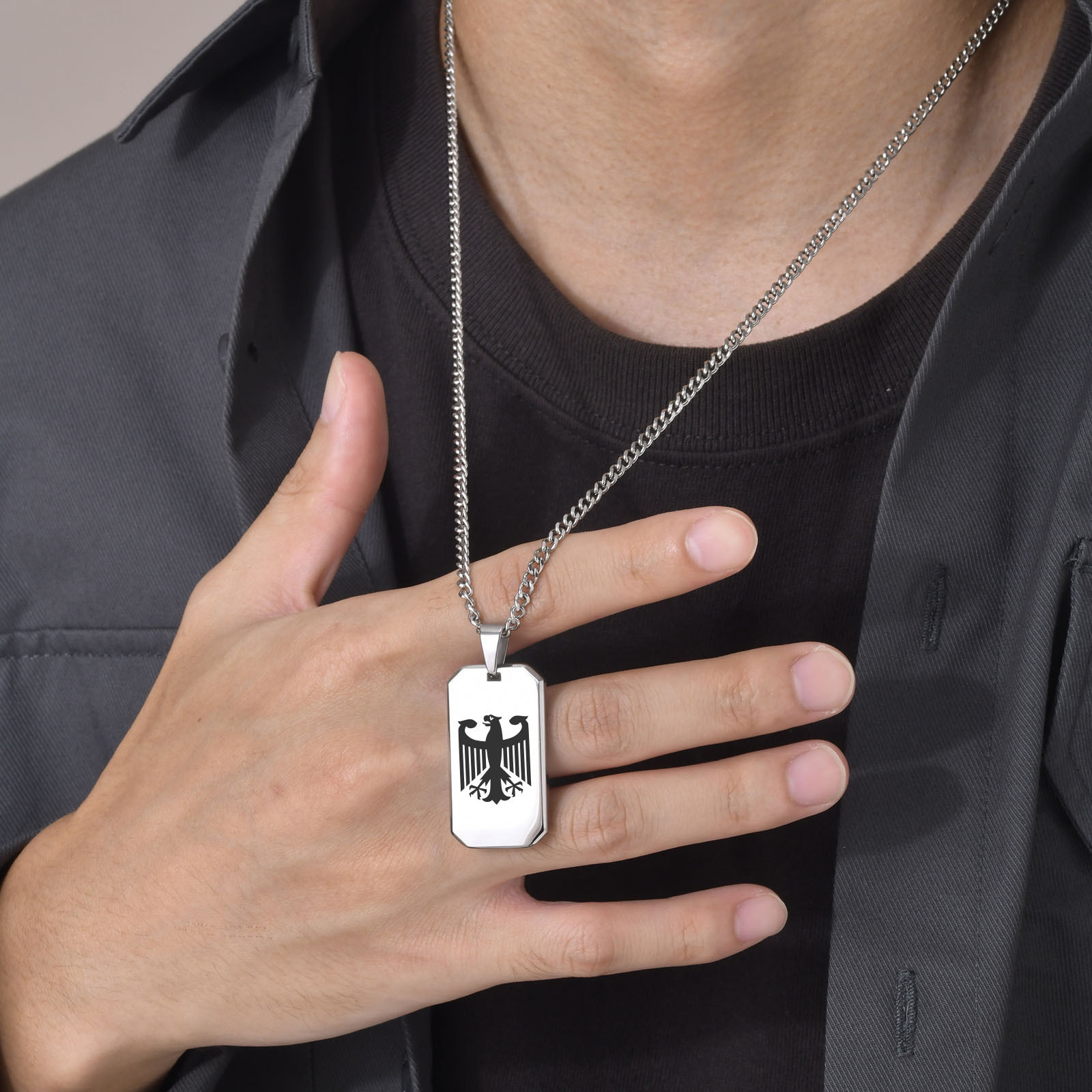 Collares cuadrados de águila a - Mens Dog Tag Necklace reseña y precio
