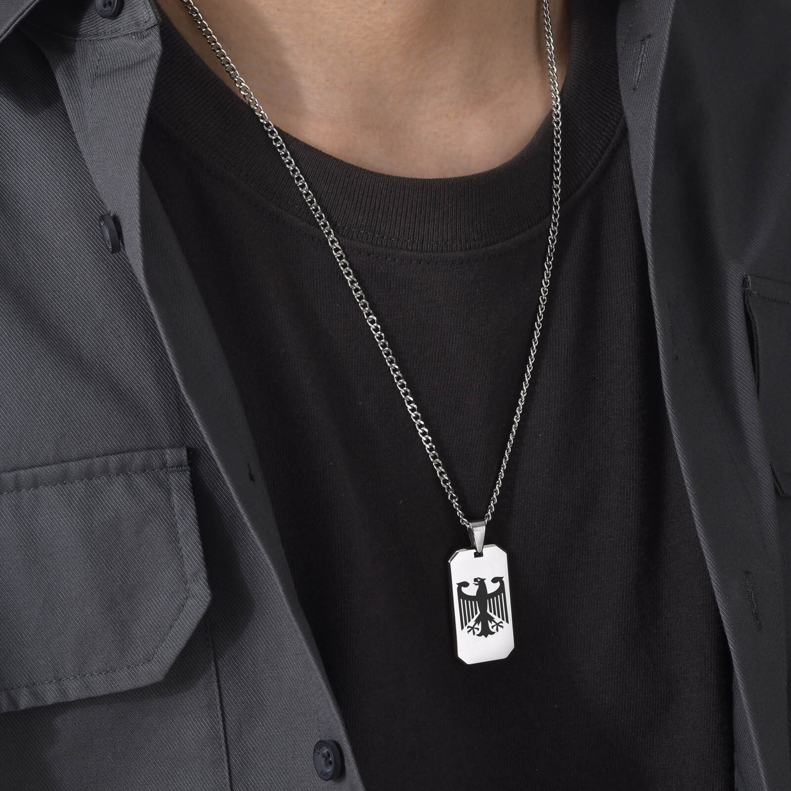Collares cuadrados de águila a - Mens Dog Tag Necklace reseña y precio